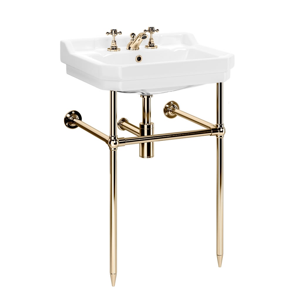 Imperial Lichfield 600mm Basin With Antique Gold Washstand